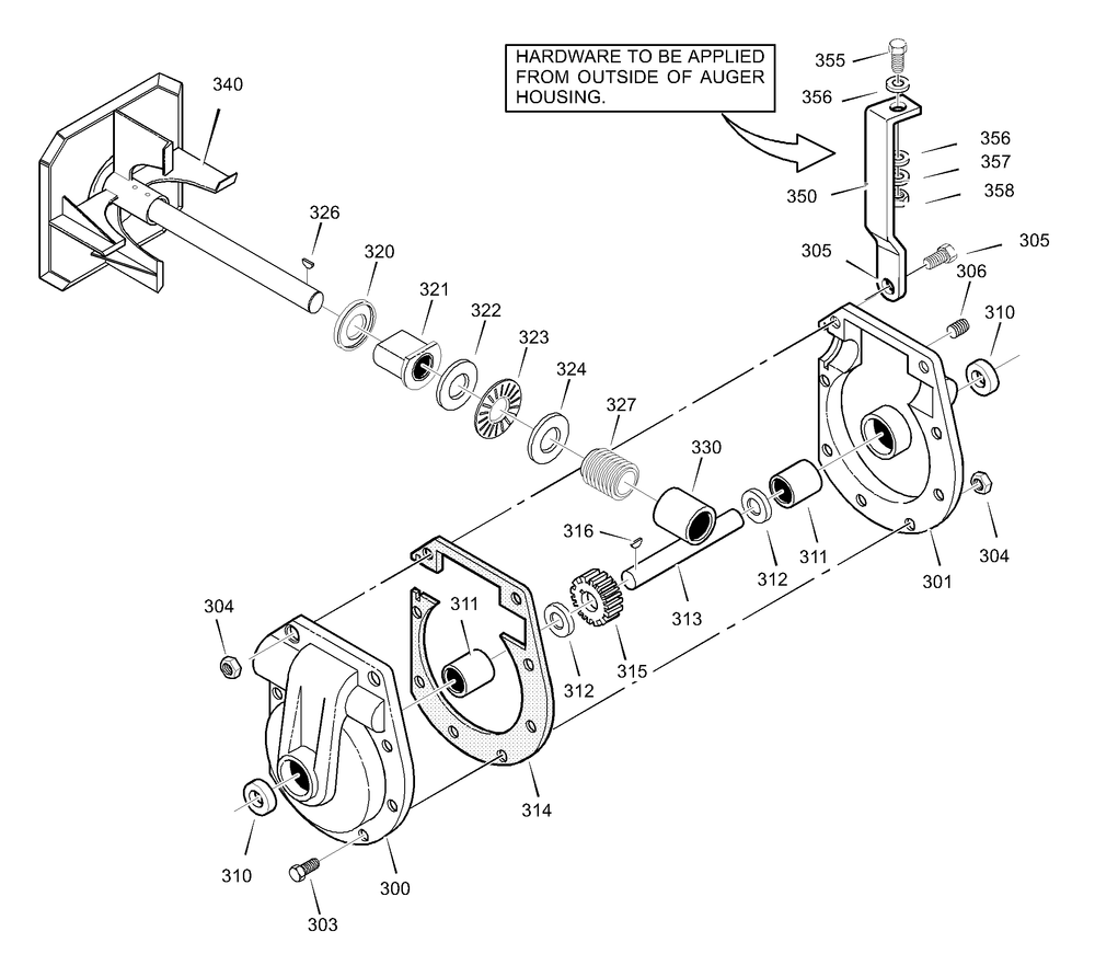Gear Case Diagram and Parts List for 633134X54A 2002 Briggs and Stratton Snow Blower